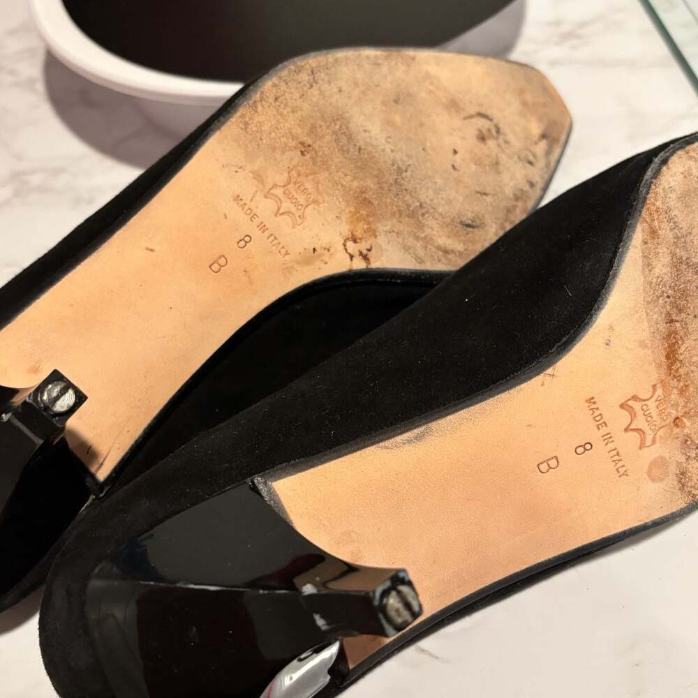 Isaac Mizrahi Black Suede Bow Kitten Heel Shoe Size 8 - Picture 4 of 11